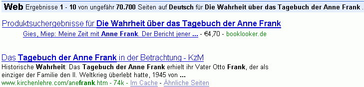 Die Wahrheit über das Tagebuch der Anne Frank bei G.