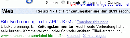 Zeitungskommentar bei G.