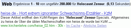 Holocaust Zensur bei G.